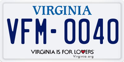 VA license plate VFM0040