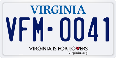 VA license plate VFM0041