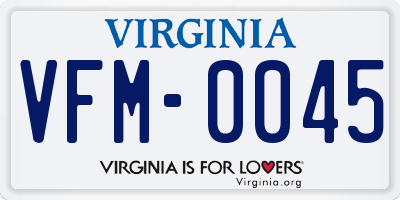 VA license plate VFM0045