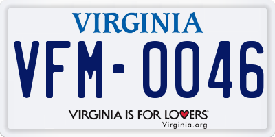 VA license plate VFM0046