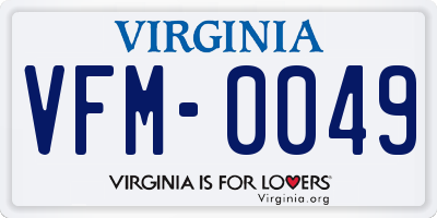 VA license plate VFM0049