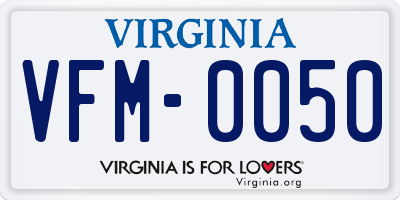 VA license plate VFM0050