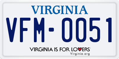 VA license plate VFM0051