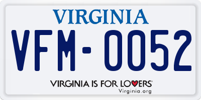 VA license plate VFM0052