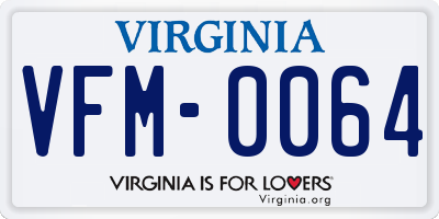 VA license plate VFM0064