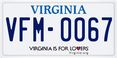 VA license plate VFM0067