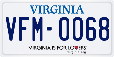 VA license plate VFM0068