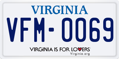 VA license plate VFM0069