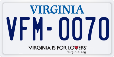 VA license plate VFM0070