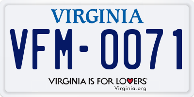 VA license plate VFM0071