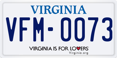 VA license plate VFM0073