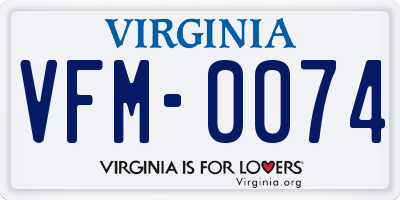 VA license plate VFM0074