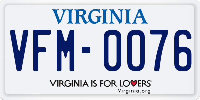 VA license plate VFM0076