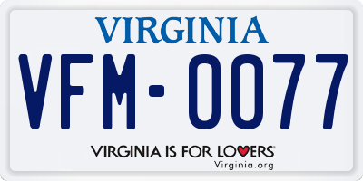 VA license plate VFM0077