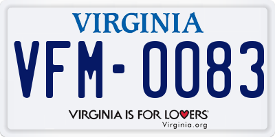 VA license plate VFM0083