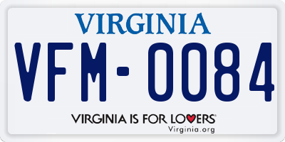 VA license plate VFM0084