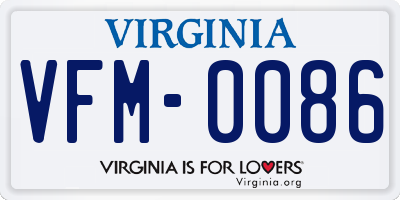 VA license plate VFM0086