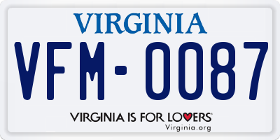VA license plate VFM0087