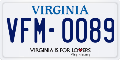 VA license plate VFM0089