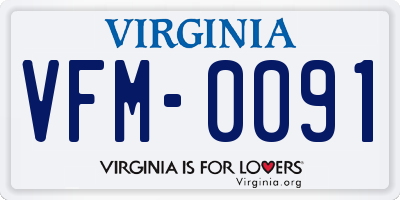 VA license plate VFM0091