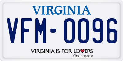 VA license plate VFM0096