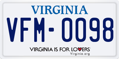 VA license plate VFM0098