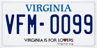 VA license plate VFM0099
