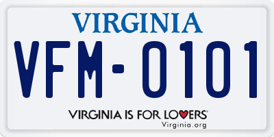 VA license plate VFM0101