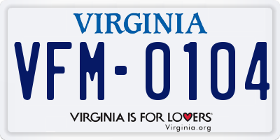 VA license plate VFM0104