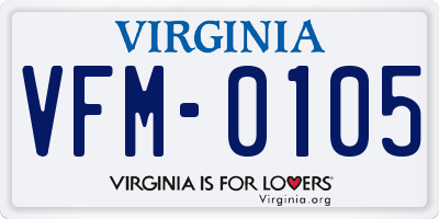 VA license plate VFM0105
