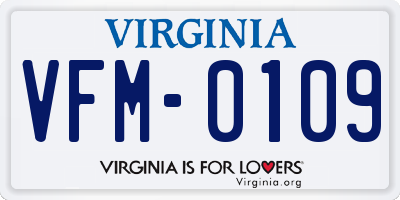 VA license plate VFM0109