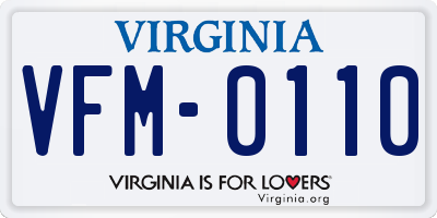 VA license plate VFM0110