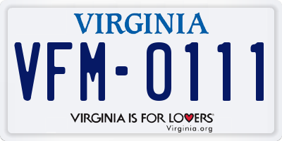 VA license plate VFM0111