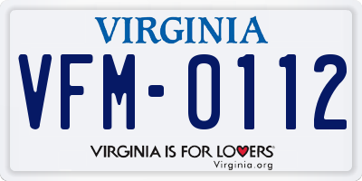 VA license plate VFM0112