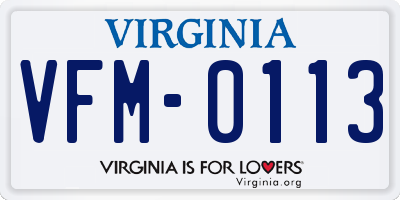 VA license plate VFM0113