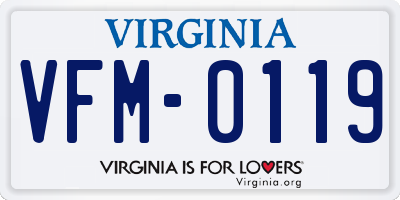 VA license plate VFM0119