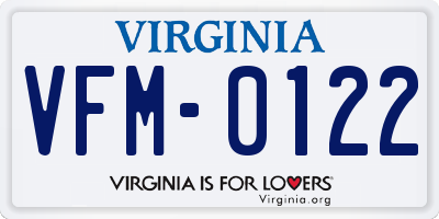 VA license plate VFM0122