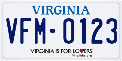 VA license plate VFM0123
