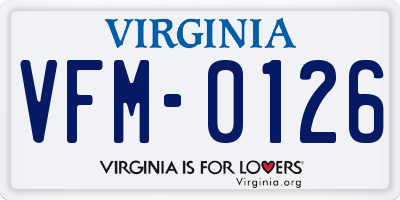 VA license plate VFM0126
