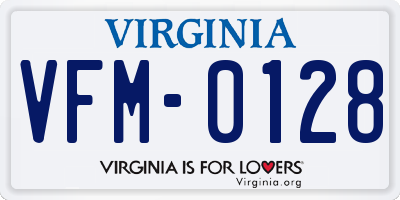 VA license plate VFM0128