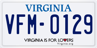 VA license plate VFM0129