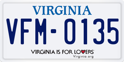 VA license plate VFM0135