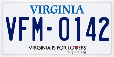 VA license plate VFM0142
