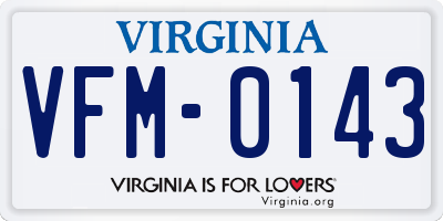 VA license plate VFM0143