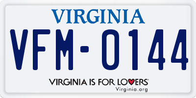 VA license plate VFM0144