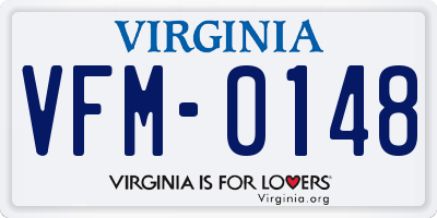 VA license plate VFM0148