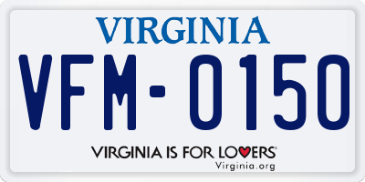 VA license plate VFM0150