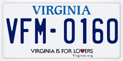 VA license plate VFM0160