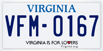 VA license plate VFM0167