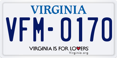 VA license plate VFM0170